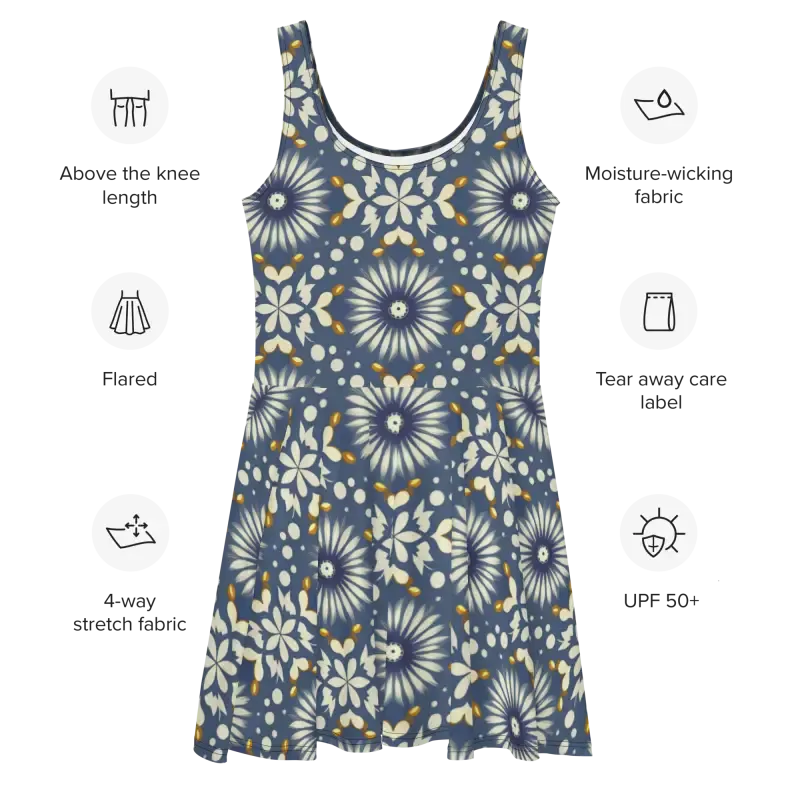 Floral Blue Skater Dress Unleash Ultimate Flare