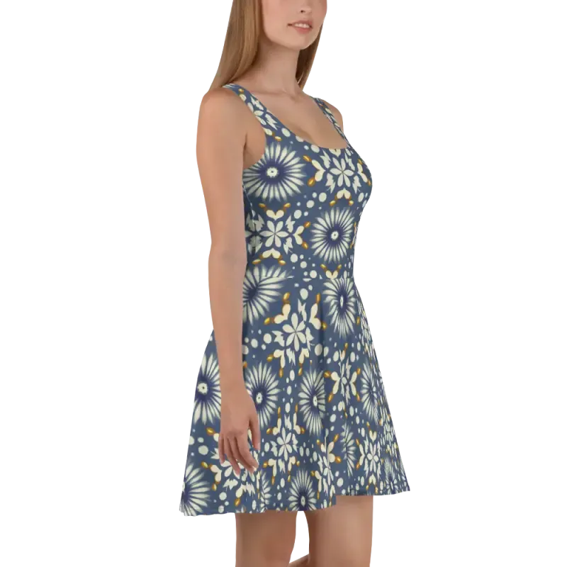 Floral Blue Skater Dress Unleash Ultimate Flare
