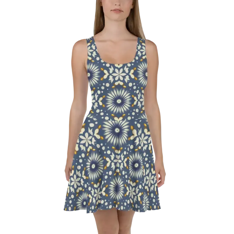Floral Blue Skater Dress Unleash Ultimate Flare