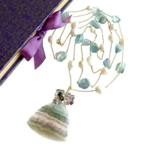 Fluorite Pearl Double Layering Necklace Set - Celestina Necklace Set