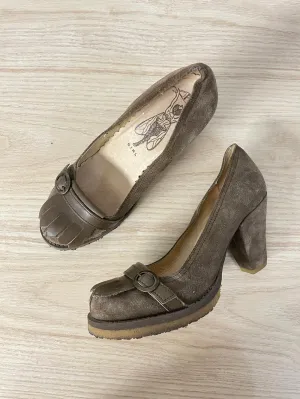 fly girl london tassel leather heeled loafer