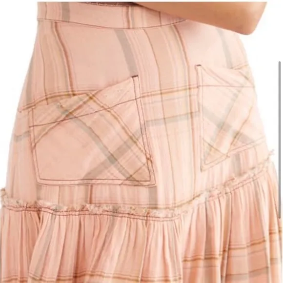 Free People Plaid Fever Midi‎ Skirt