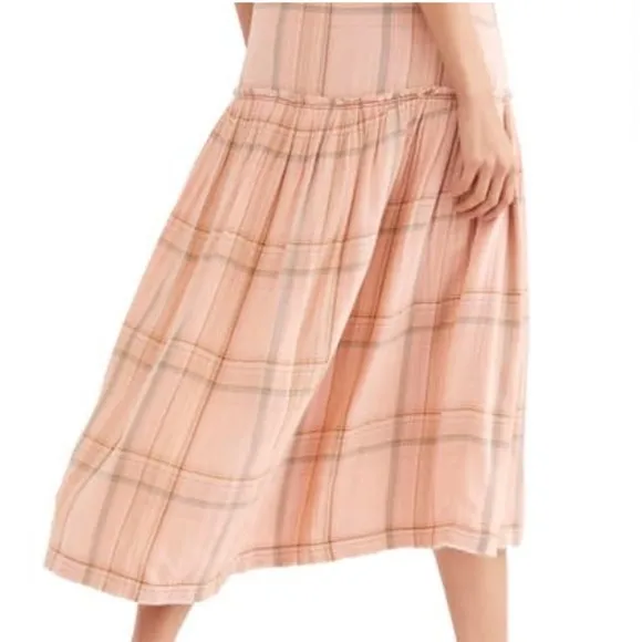 Free People Plaid Fever Midi‎ Skirt