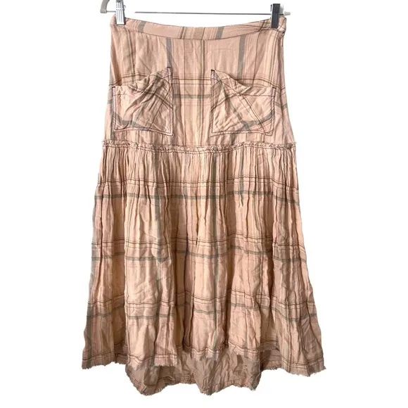 Free People Plaid Fever Midi‎ Skirt