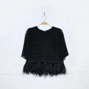 french connection ostrich feather trim blouse