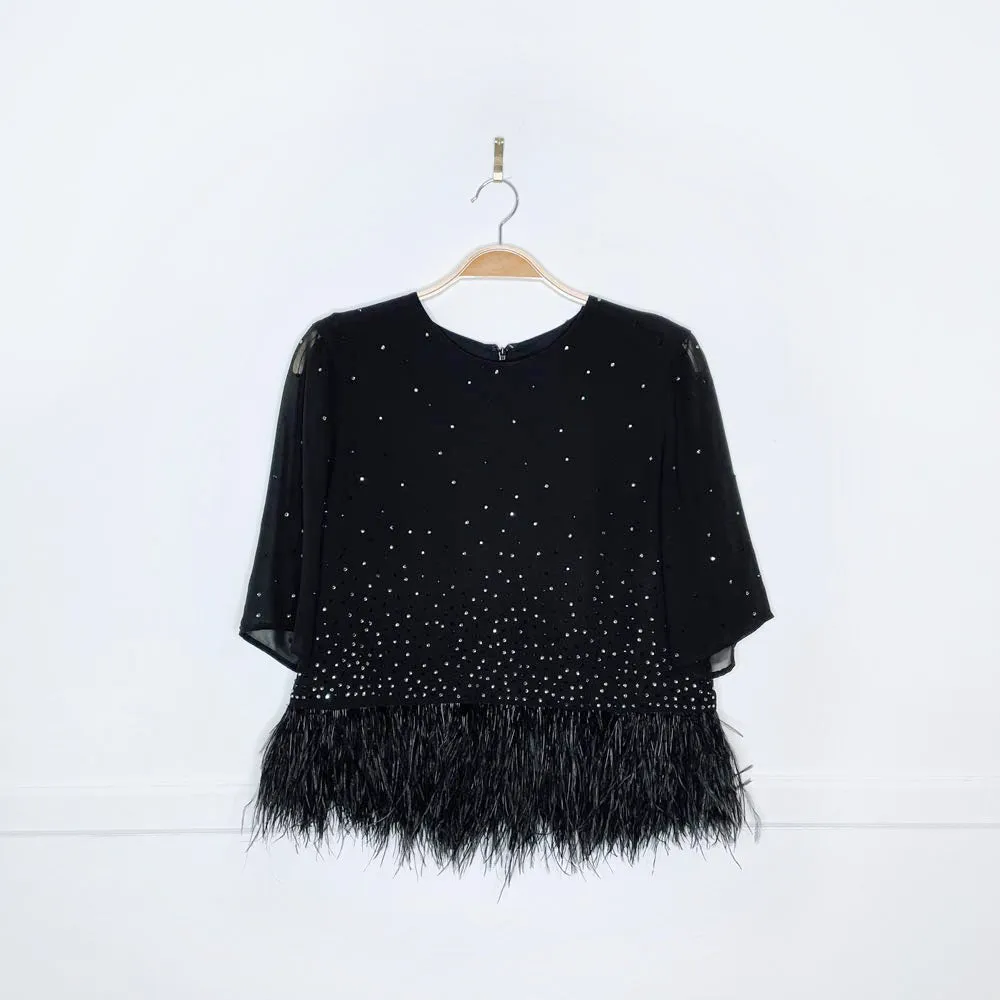 french connection ostrich feather trim blouse