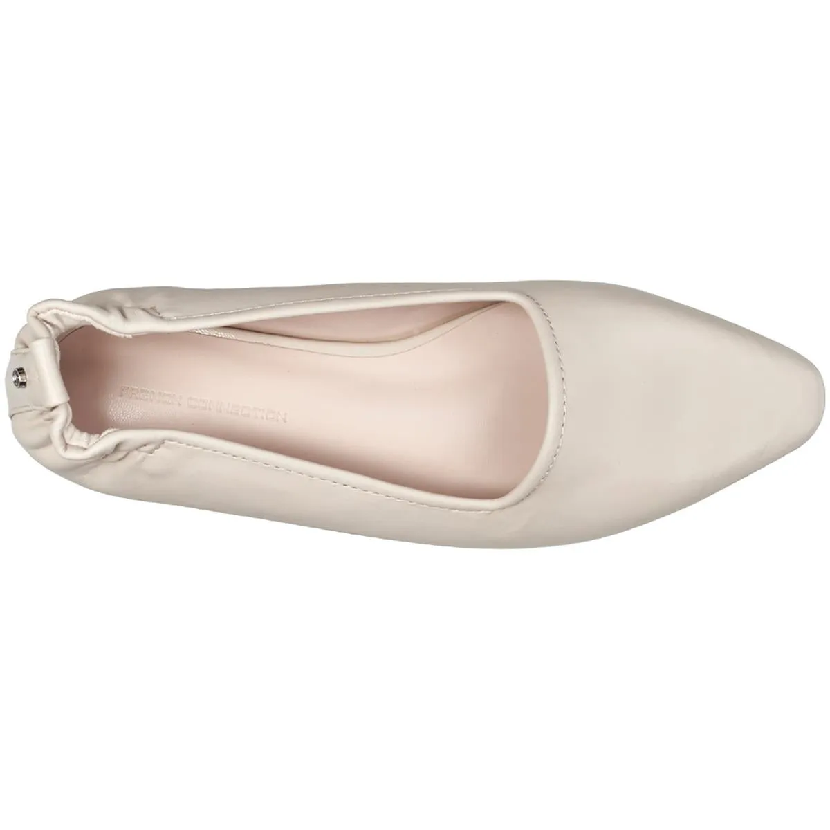 French Connection Womens Emee Ruched Faux Leather Ballet Flats