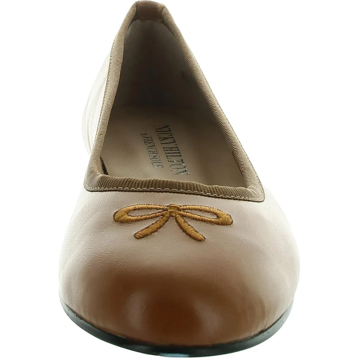French Sole Womens Kathy Padded Insole Leather Ballet Flats