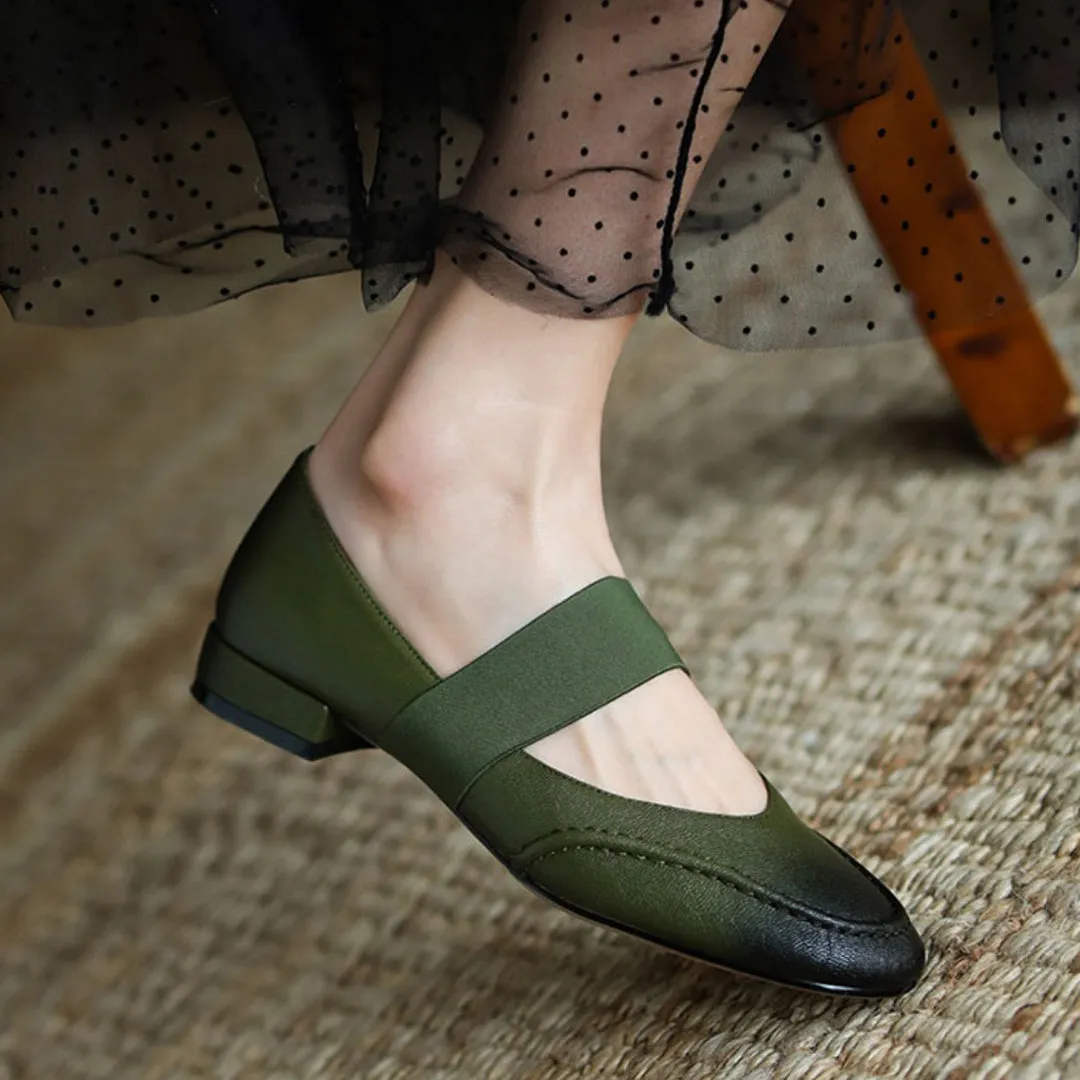 French Style Retro Soft Mary Jane Leather Shoes
