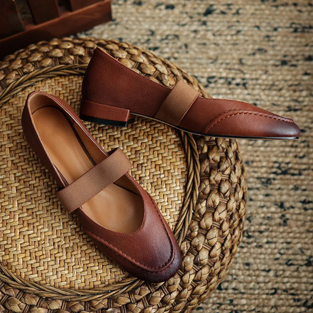 French Style Retro Soft Mary Jane Leather Shoes