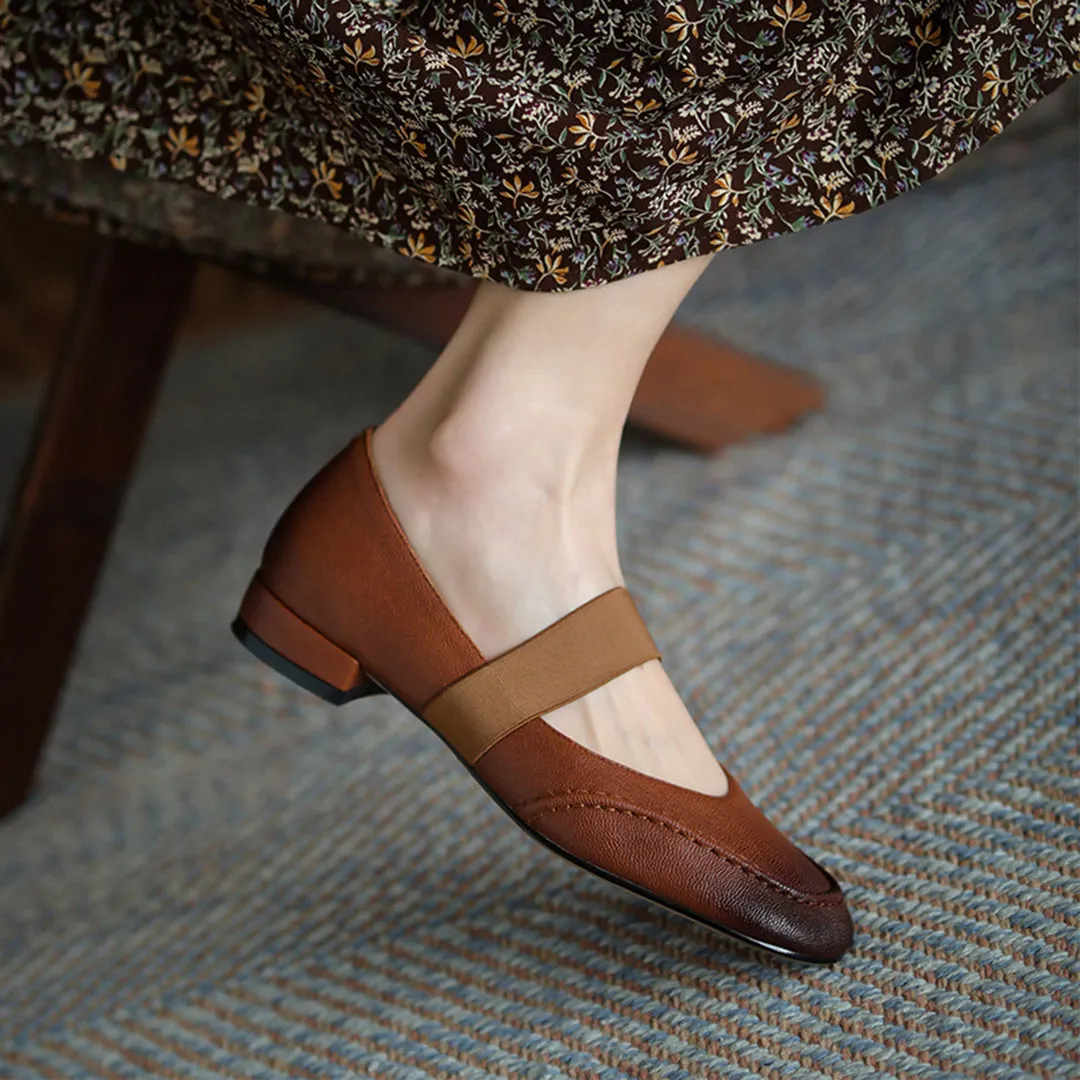 French Style Retro Soft Mary Jane Leather Shoes