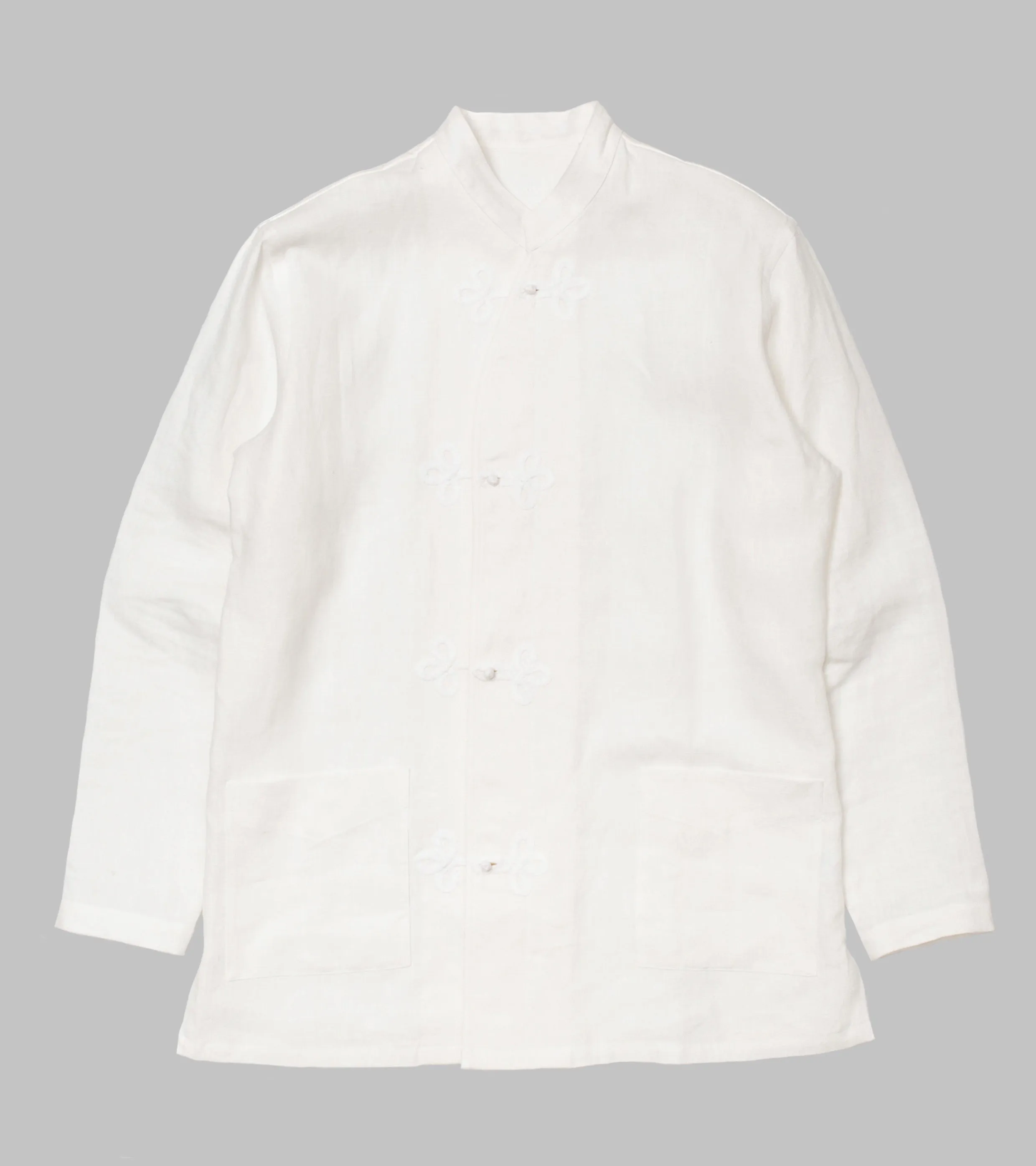 Frogged Button Shirt White