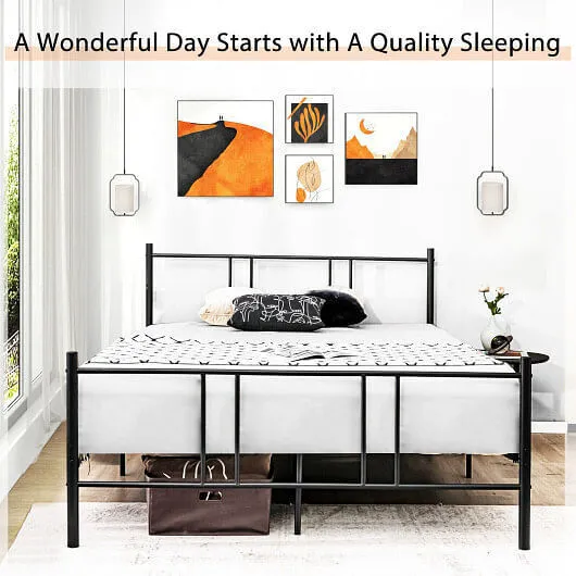 Full/Queen Size Platform Bed Frame with High Headboard-Full Size - Color: Black