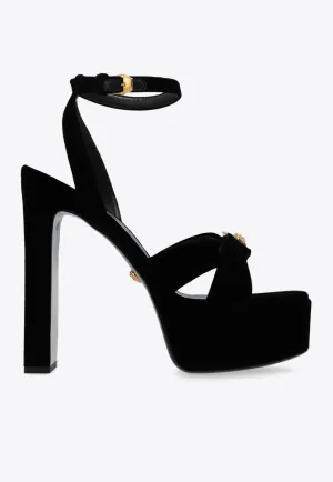 Gianni Bow 140 Velvet Platform Sandals