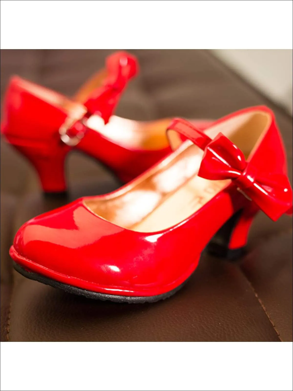 Girls Patent Synthetic Leather Mary Jane Bow Tie Shoes By Liv and Mia