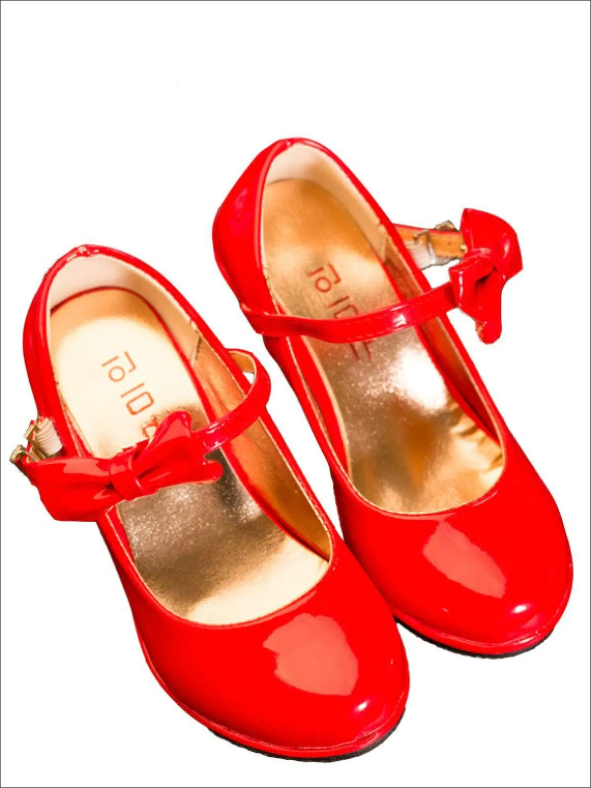 Girls Patent Synthetic Leather Mary Jane Bow Tie Shoes By Liv and Mia