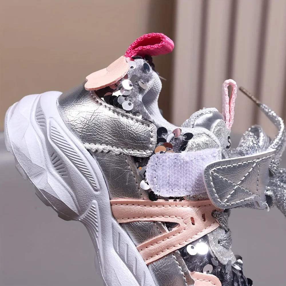Girls' Sparkling Sports Sneakers for Fitness & Cross-Training, FS