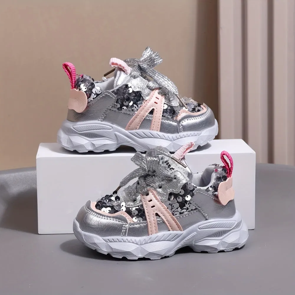 Girls' Sparkling Sports Sneakers for Fitness & Cross-Training, FS