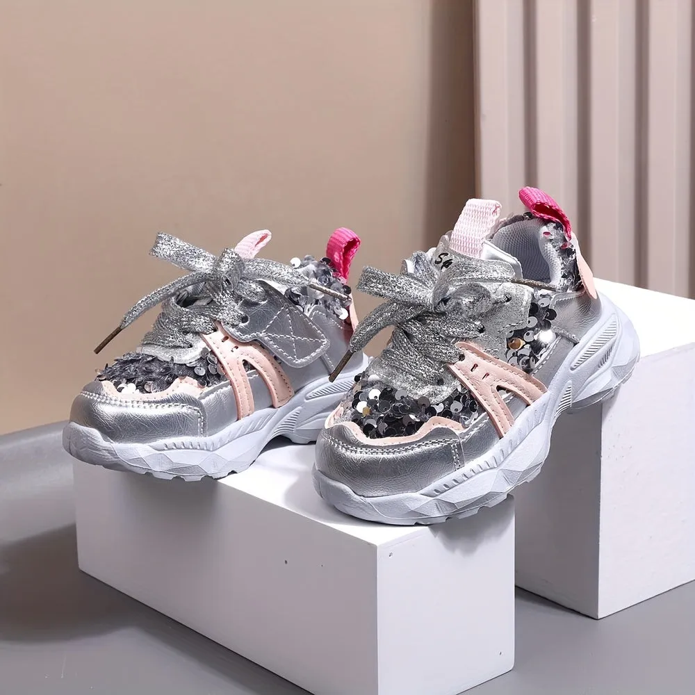 Girls' Sparkling Sports Sneakers for Fitness & Cross-Training, FS