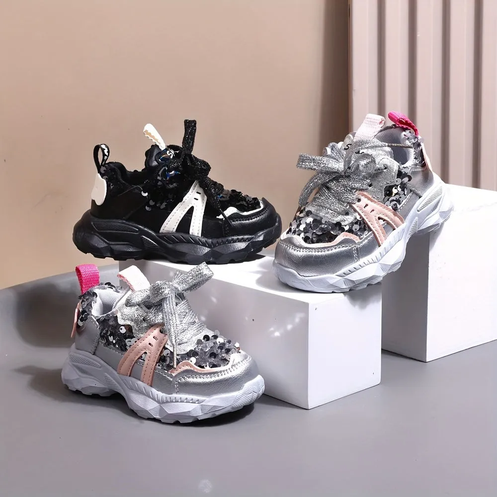 Girls' Sparkling Sports Sneakers for Fitness & Cross-Training, FS