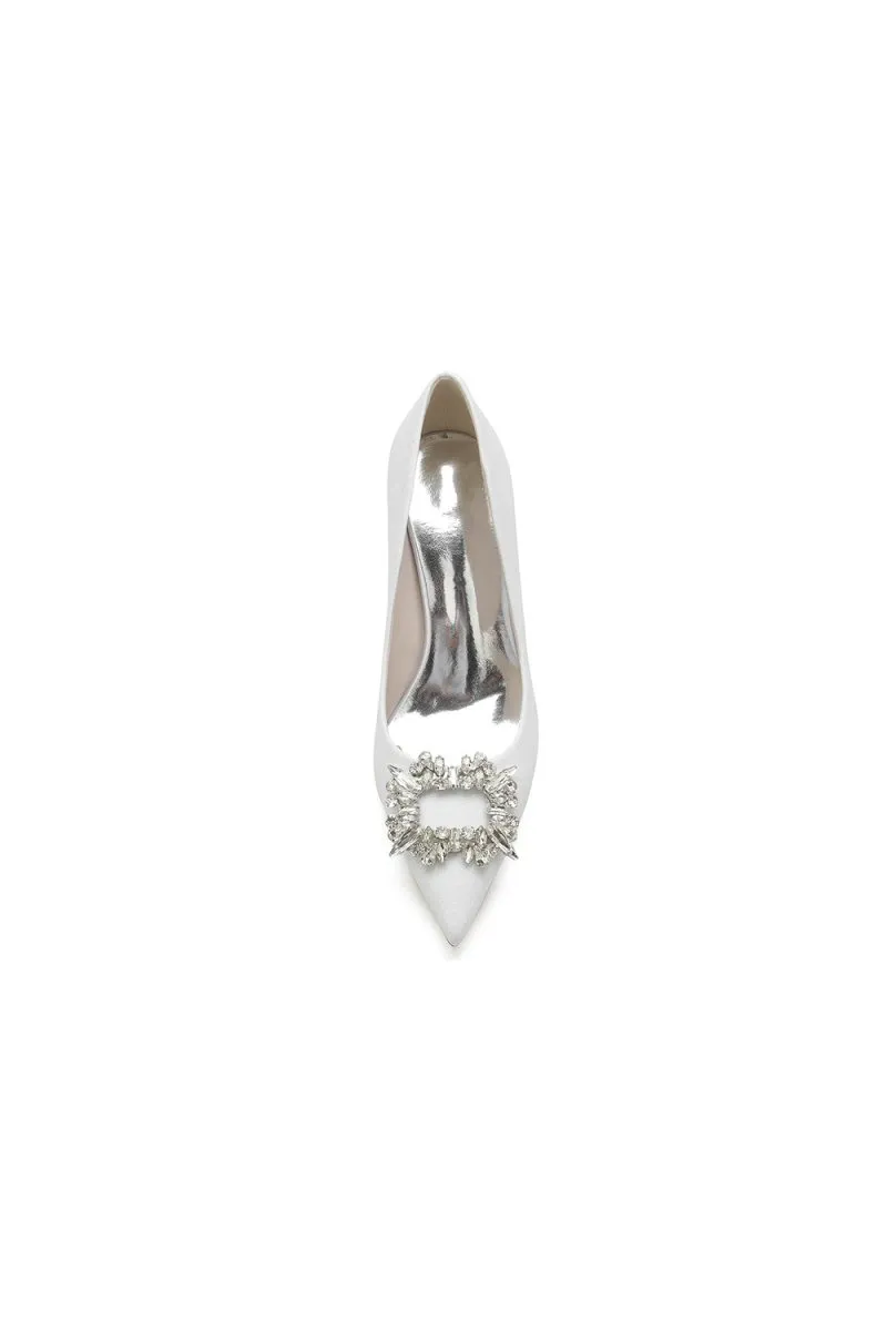 Glitter Pointed Toe Stiletto Heels With Rhinestone