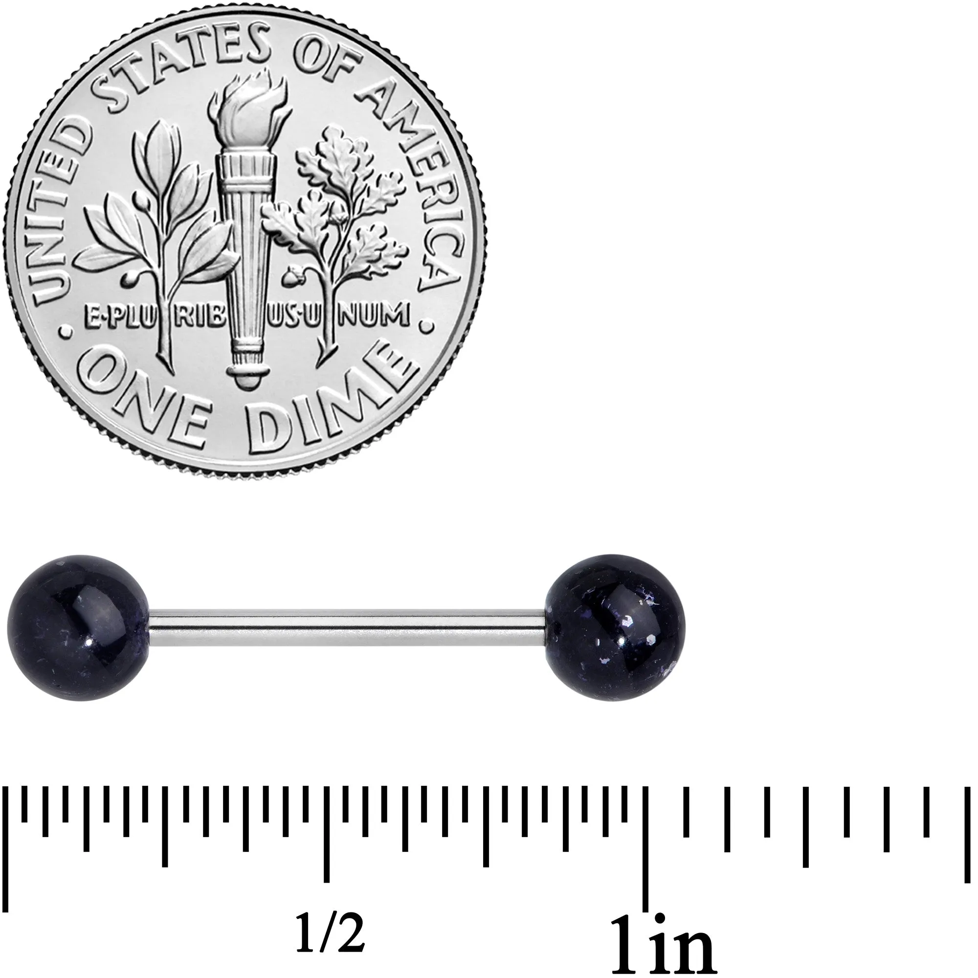 Grade 23 Titanium Black Glitter Ball Barbell Tongue Ring