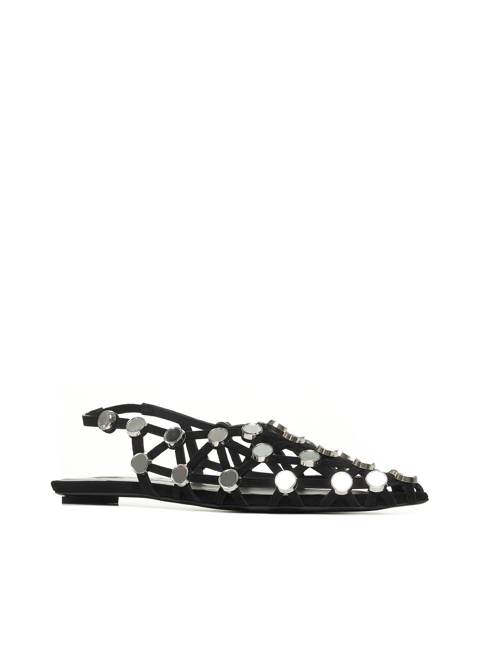 Grid suede ballet flats