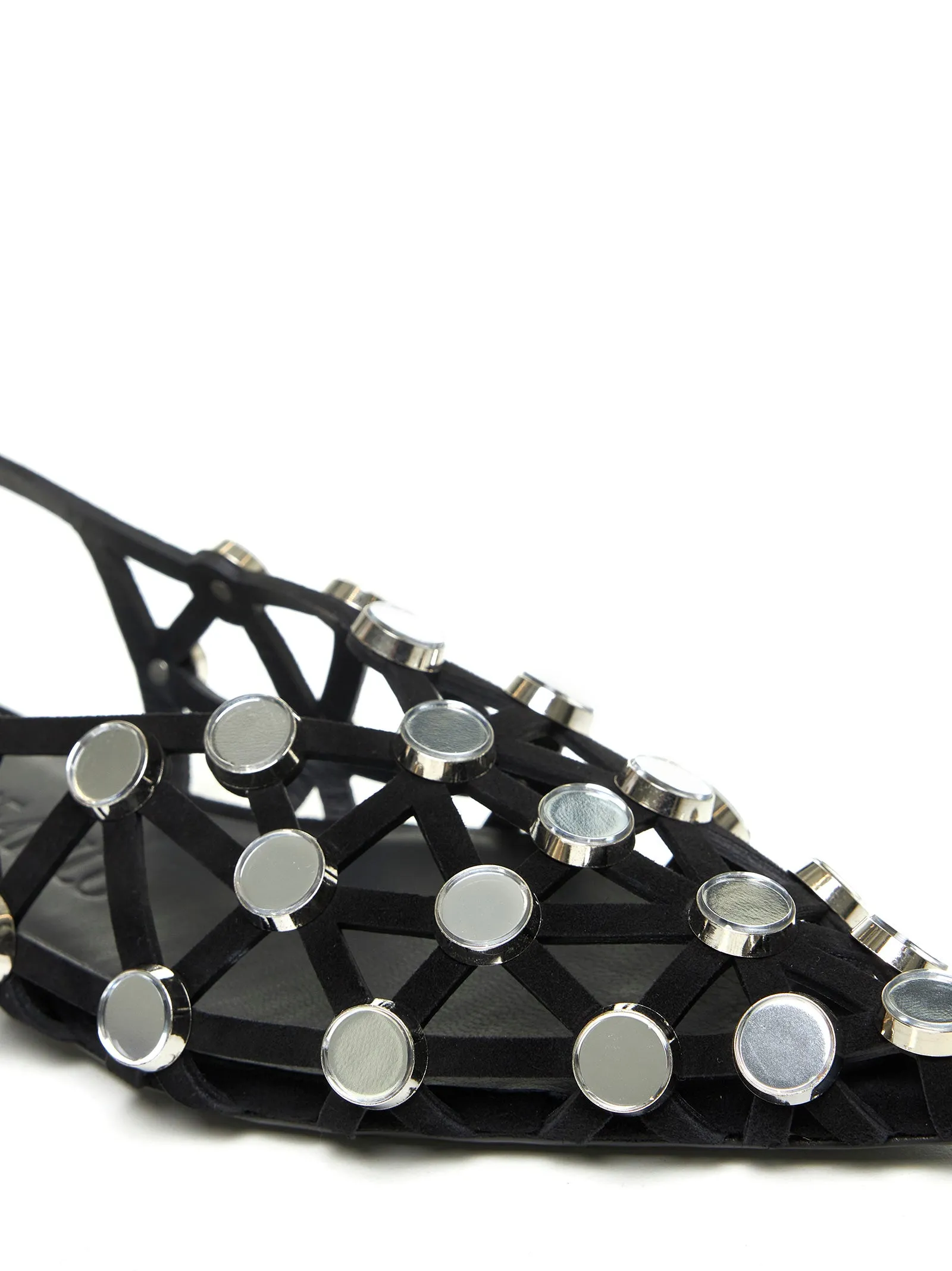Grid suede ballet flats