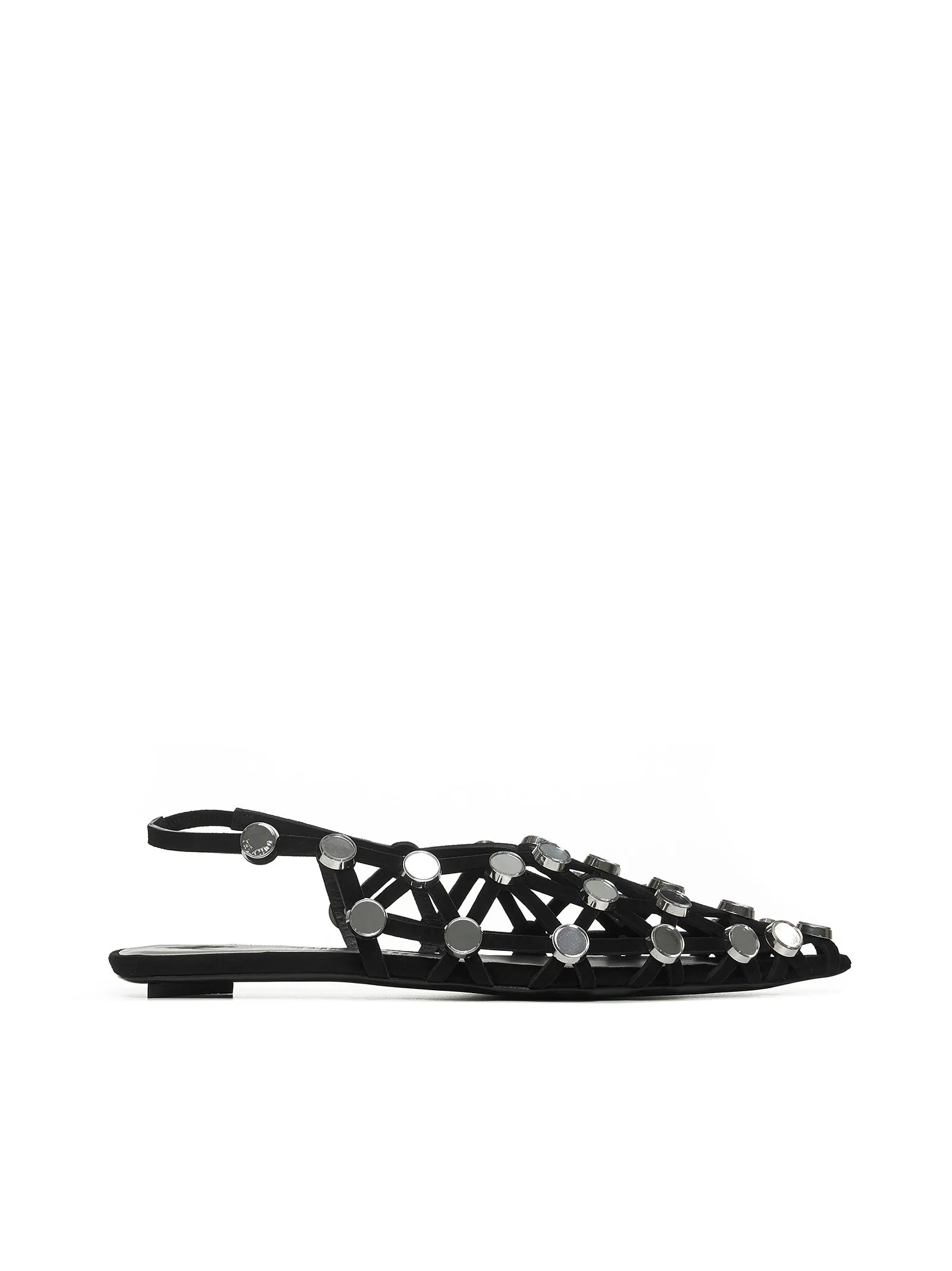 Grid suede ballet flats