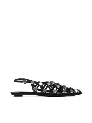 Grid suede ballet flats