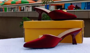 Haboon Fashion Red Pointed-Toe Mules
