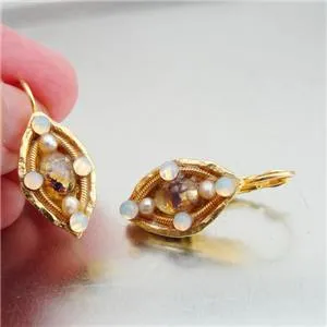 Hadar Designers NEW Handmade High Fashion 24k Yel Gold Murano Glass Earrings (as