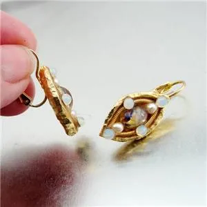Hadar Designers NEW Handmade High Fashion 24k Yel Gold Murano Glass Earrings (as
