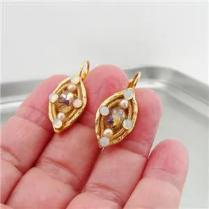 Hadar Designers NEW Handmade High Fashion 24k Yel Gold Murano Glass Earrings (as