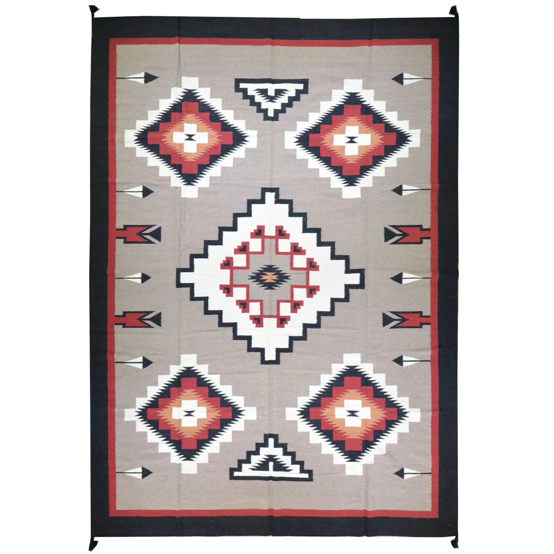 Hand-Woven Navajo Design Southwestern Style Rug (Size 9.11 X 13.7) Cwral-7626