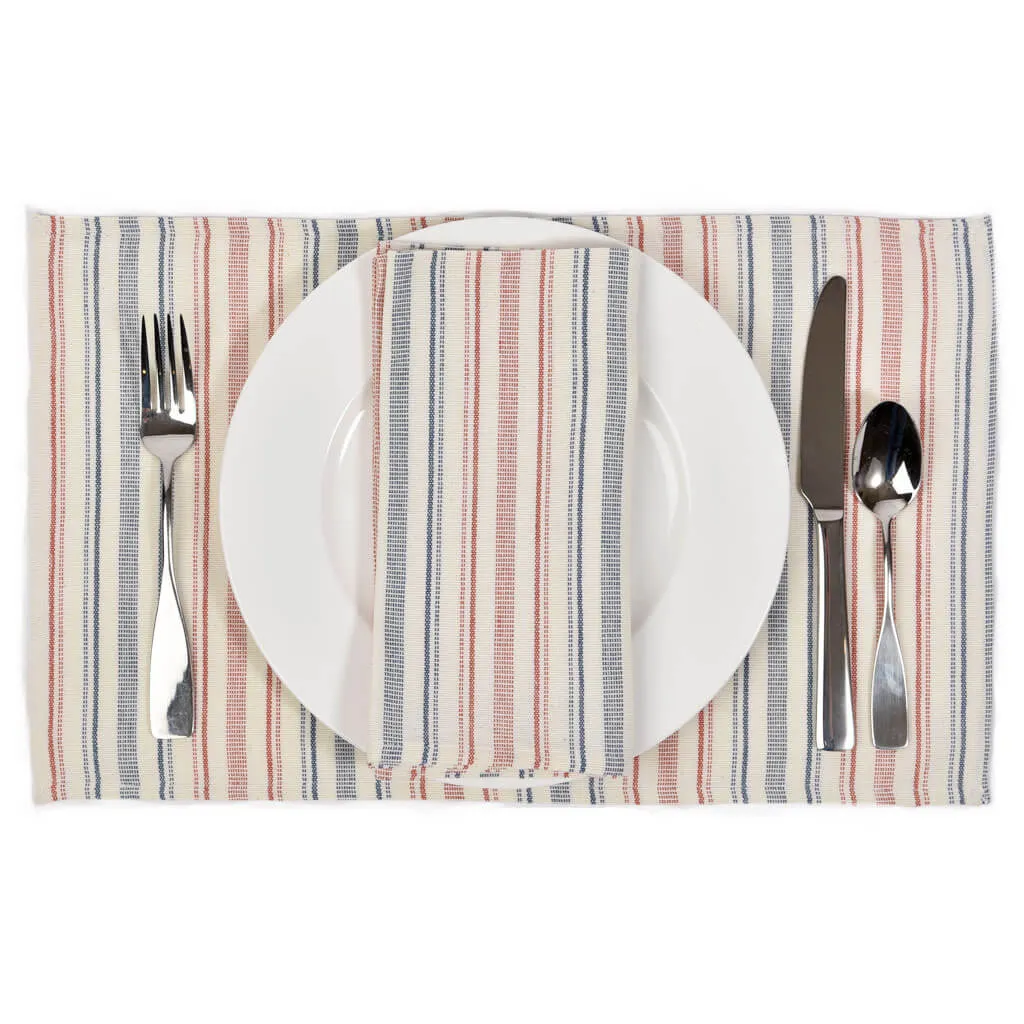 Hand Woven Table Napkins | Ticking Stripe