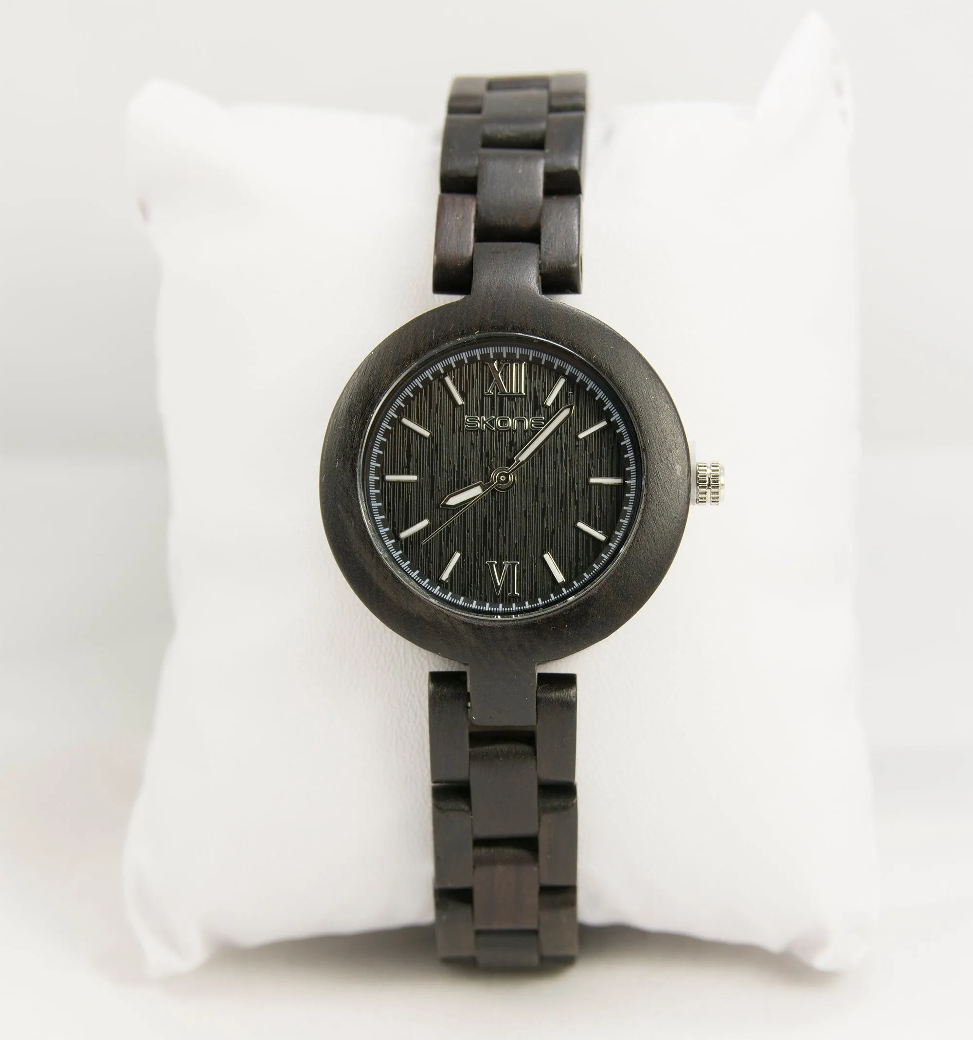Handcraft Skone Ladies' Analog Stylish Dark Wooden Watch For Her