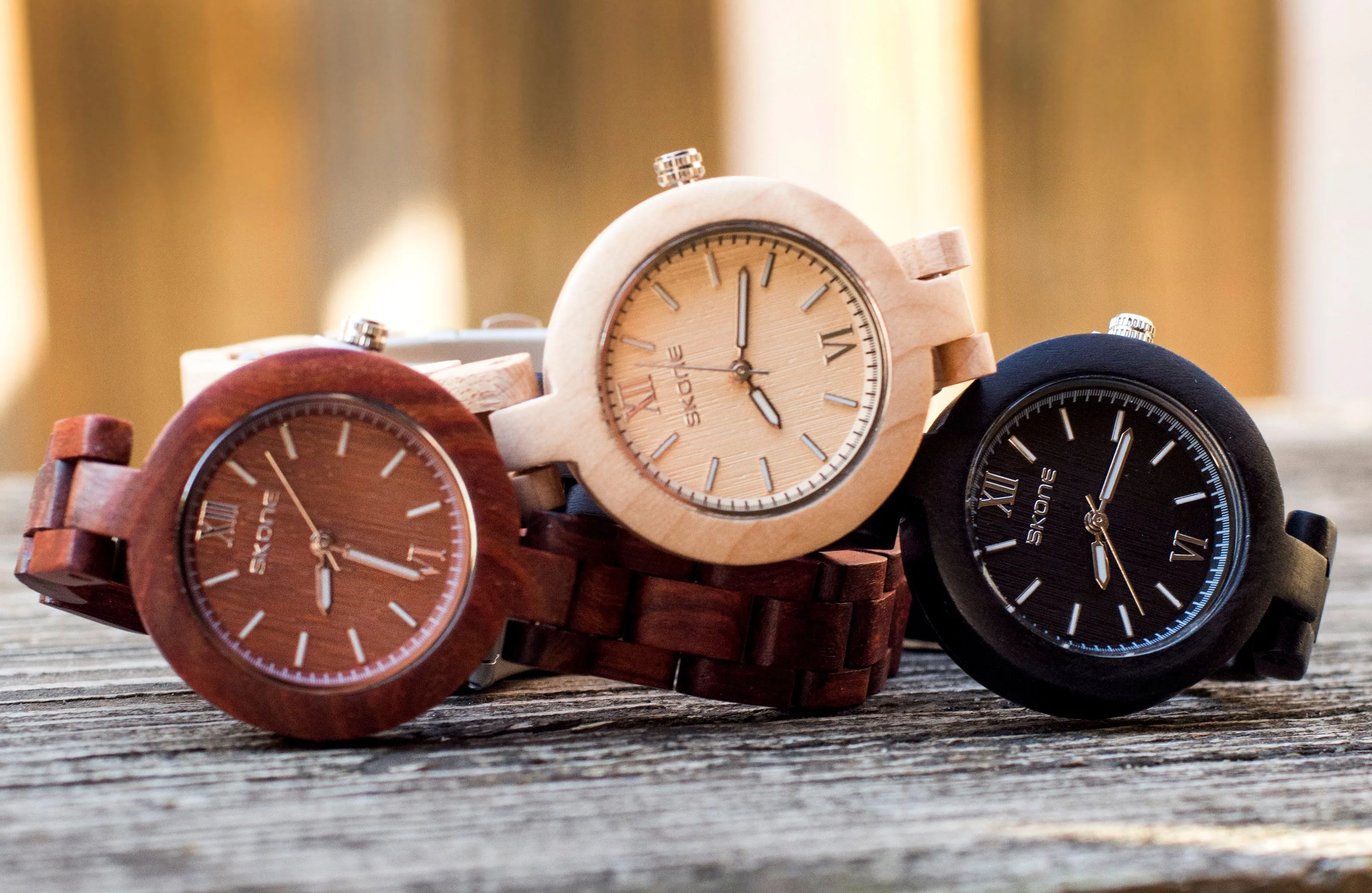 Handcraft Skone Ladies' Analog Stylish Dark Wooden Watch For Her