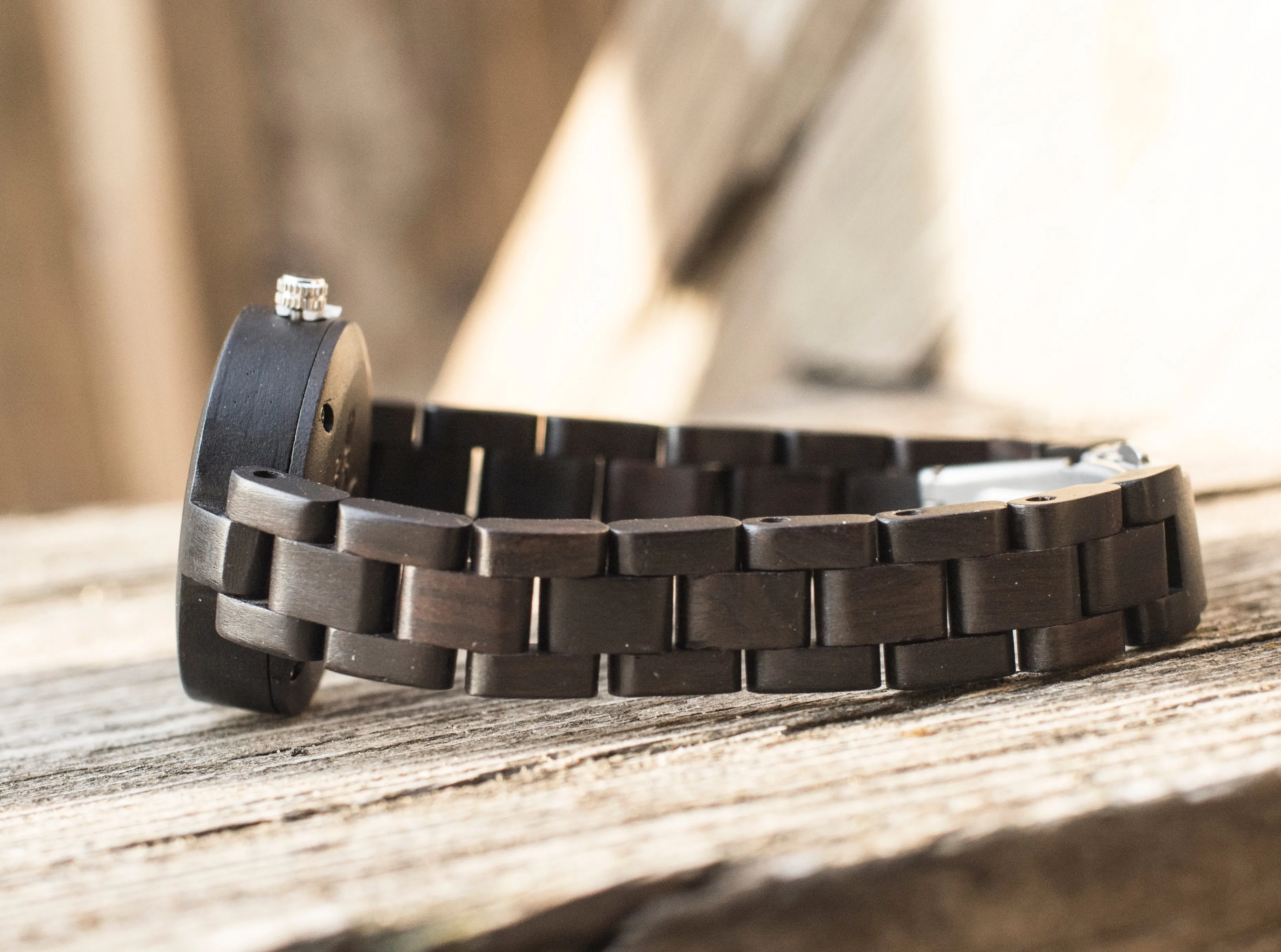 Handcraft Skone Ladies' Analog Stylish Dark Wooden Watch For Her