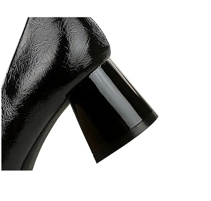 Heels Women Fashion CRYSTAL Pearl Pumps Square Toe Stripper Elegant Party Square Heel Ladies Shoes