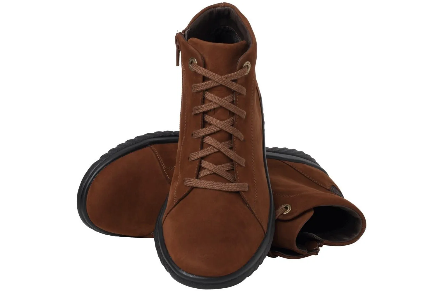 'Heike H' women's wide fit (H) lace-zip boot - brown