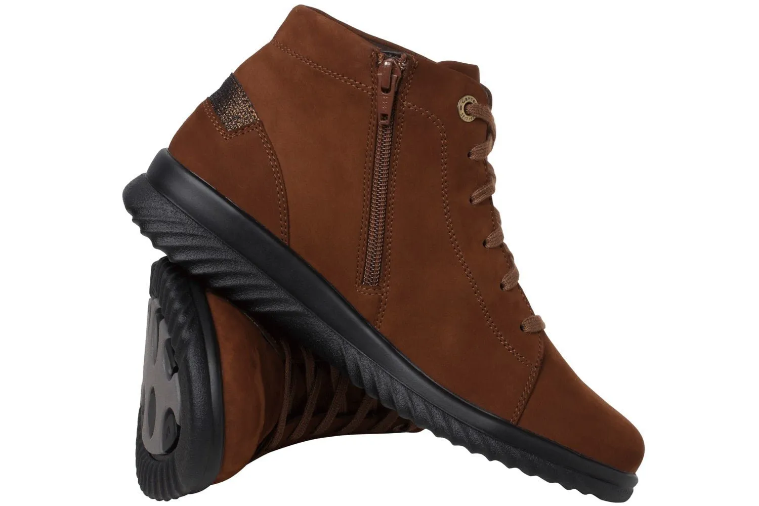 'Heike H' women's wide fit (H) lace-zip boot - brown
