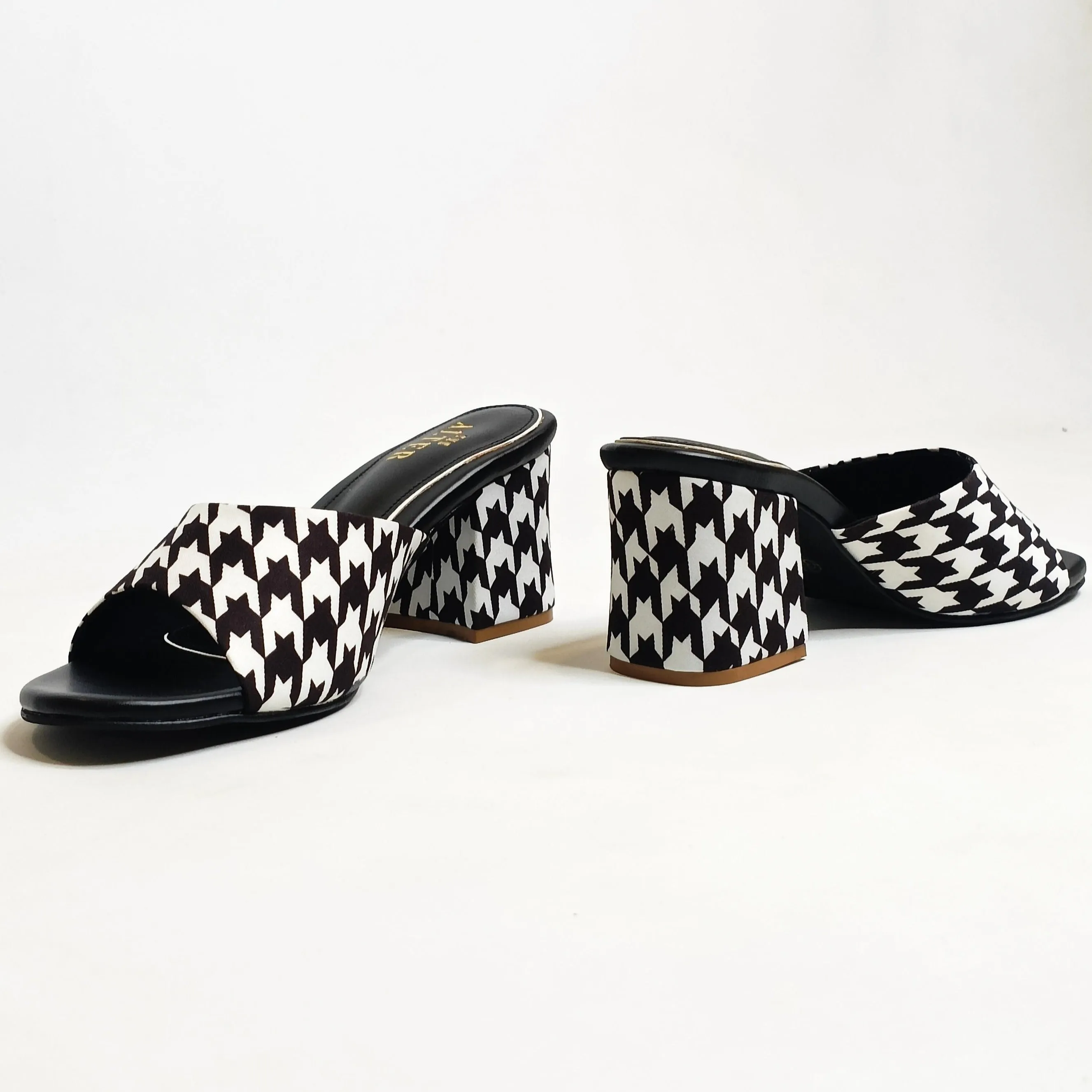 Houndstooth Block Heels
