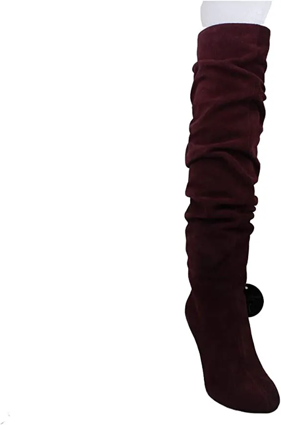 INC International Concepts INC Women's Maroon Suede Gerii Dress Boots, 7.5, Red
