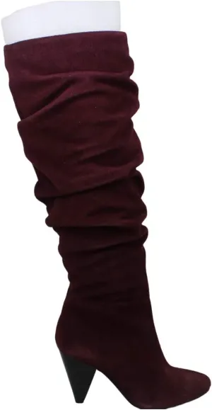 INC International Concepts INC Women's Maroon Suede Gerii Dress Boots, 7.5, Red