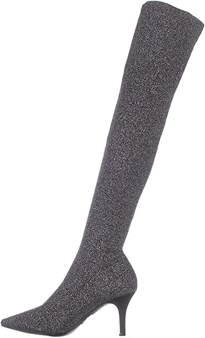 INC International Concepts Womens Briella Fabric Pointed, Black Knit, Size 5.5