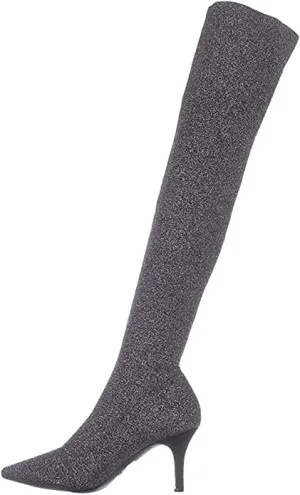 INC International Concepts Womens Briella Fabric Pointed, Black Knit, Size 5.5