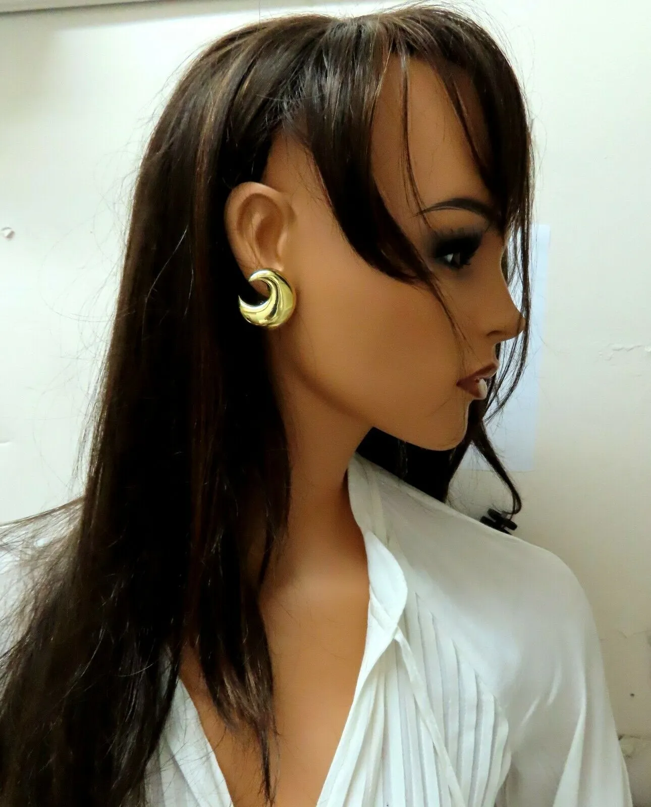 Islam Arab Domed Crescent Left Right Lobe Earrings 18 Karat High Shine