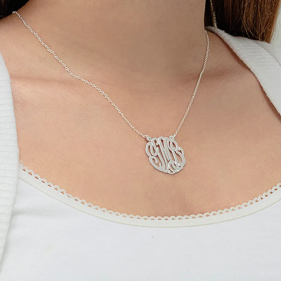 Jane Basch Designs Lace Monogram Necklace - Sterling Silver