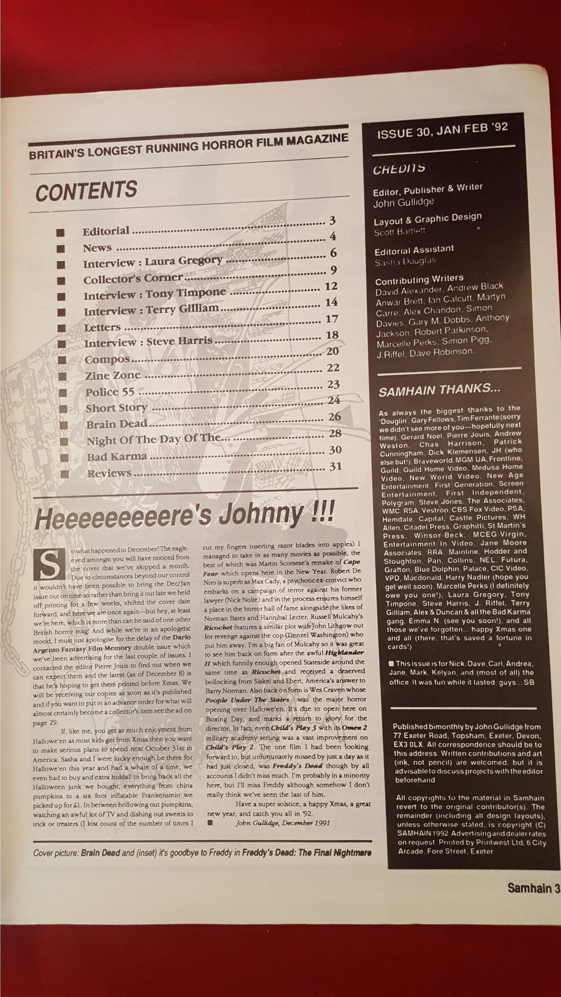 John Gullidge - Samhain, Issue 30, Jan/Feb 1992